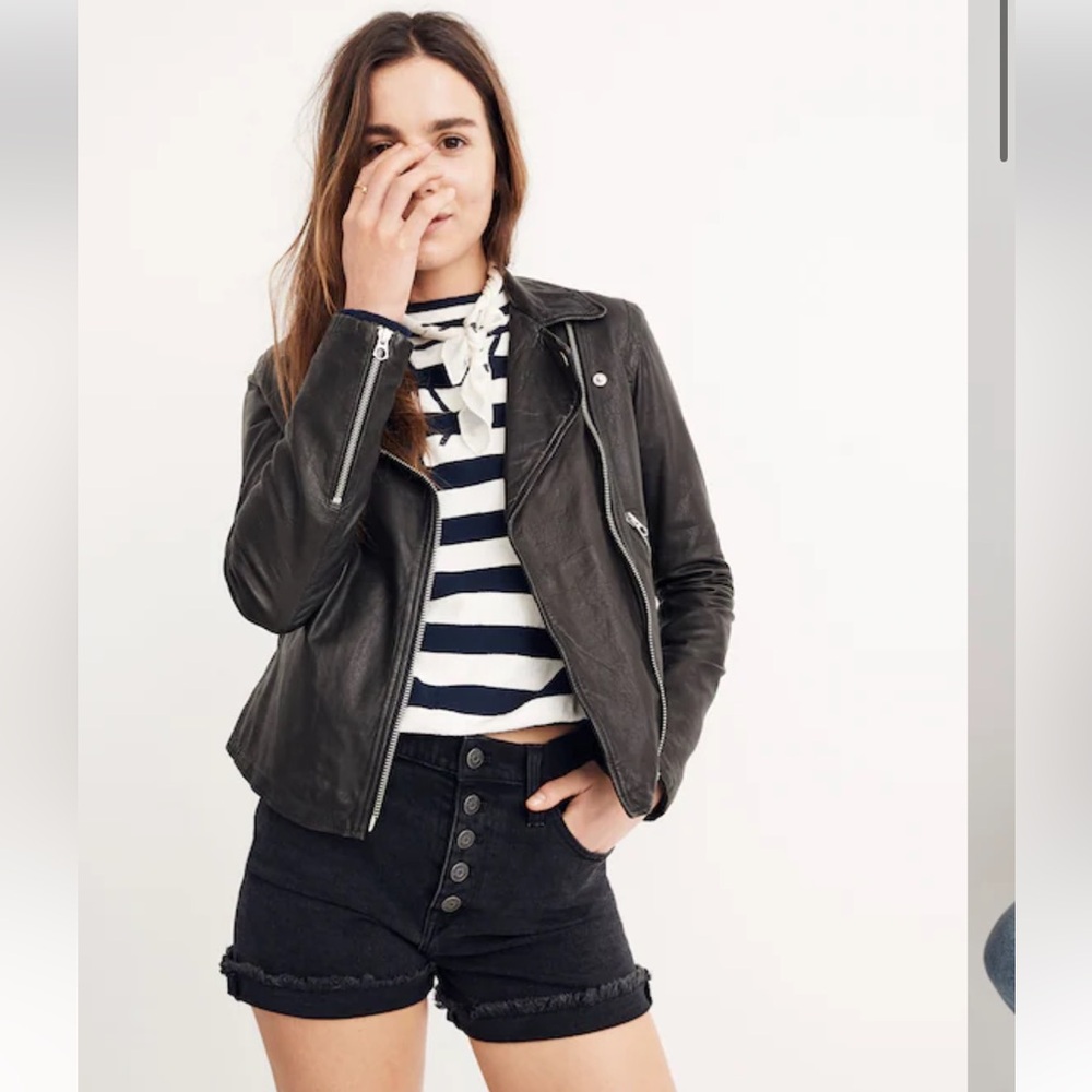 Madewell The Washed Leather Motorcycle Jacket: Brass Hardware Edition
